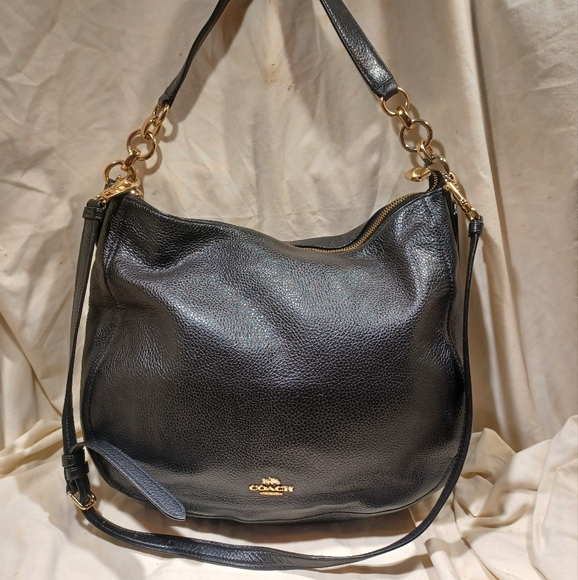 Coach Black Leather Elle Hobo Bag - Picture 1 of 16